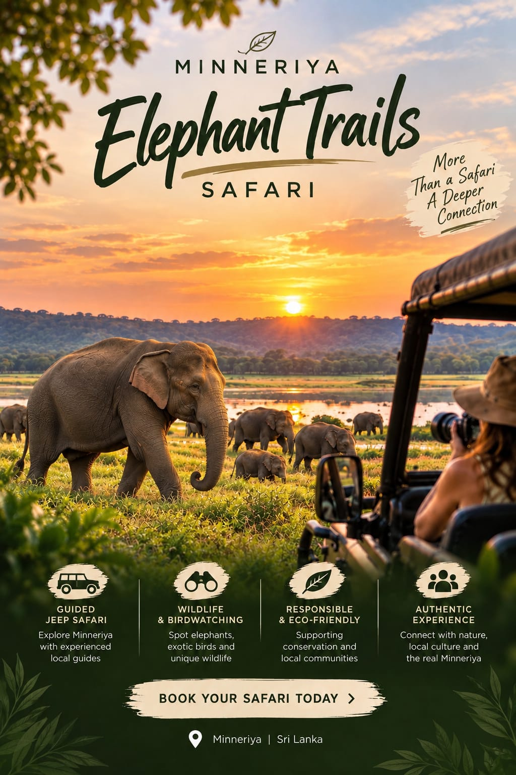 Minneriya Elephant Trails Safari promotional poster: More than a safari, a deeper connection